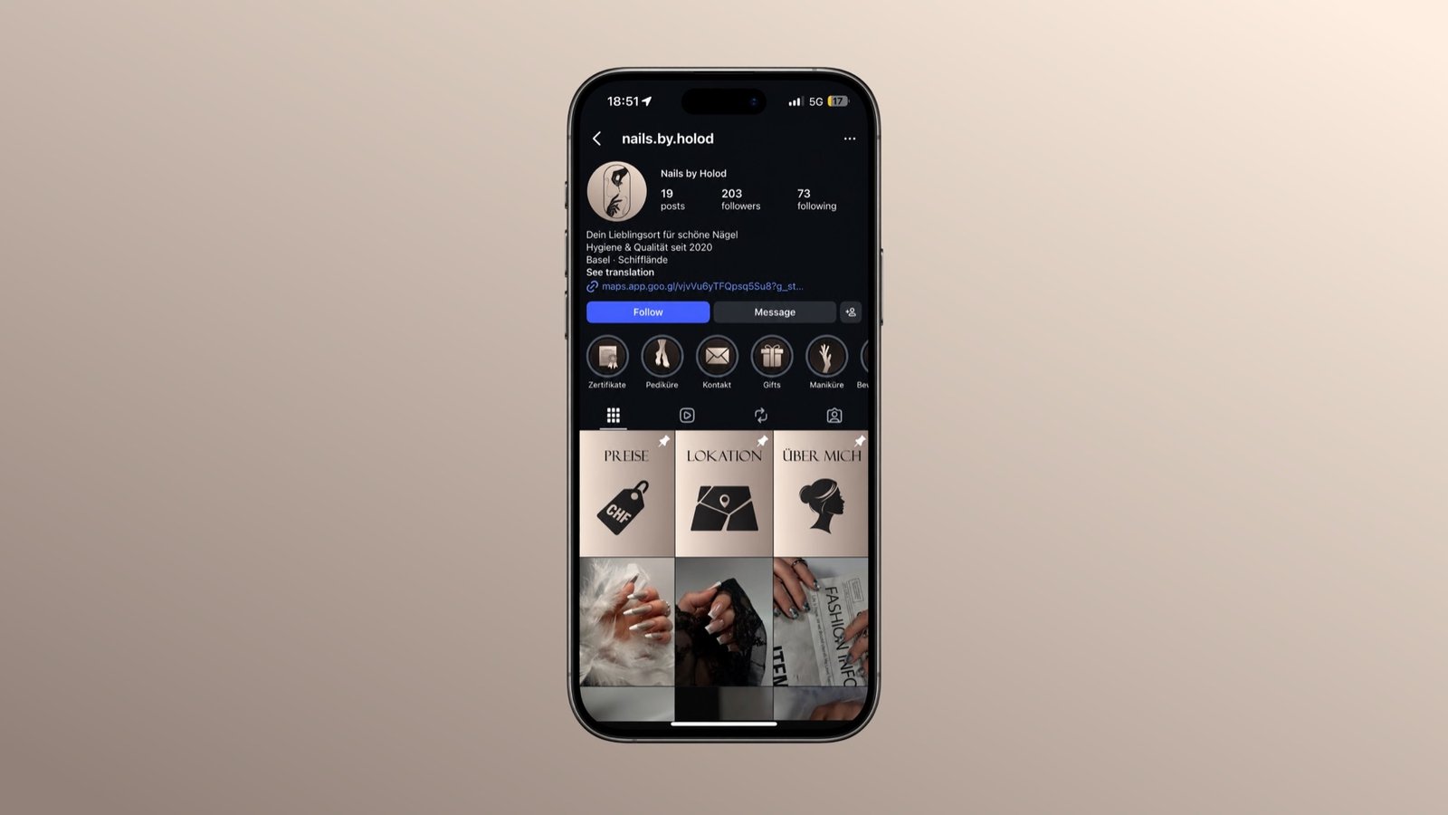 Aufgeräumtes Instagram-Profil in ruhigen Farben