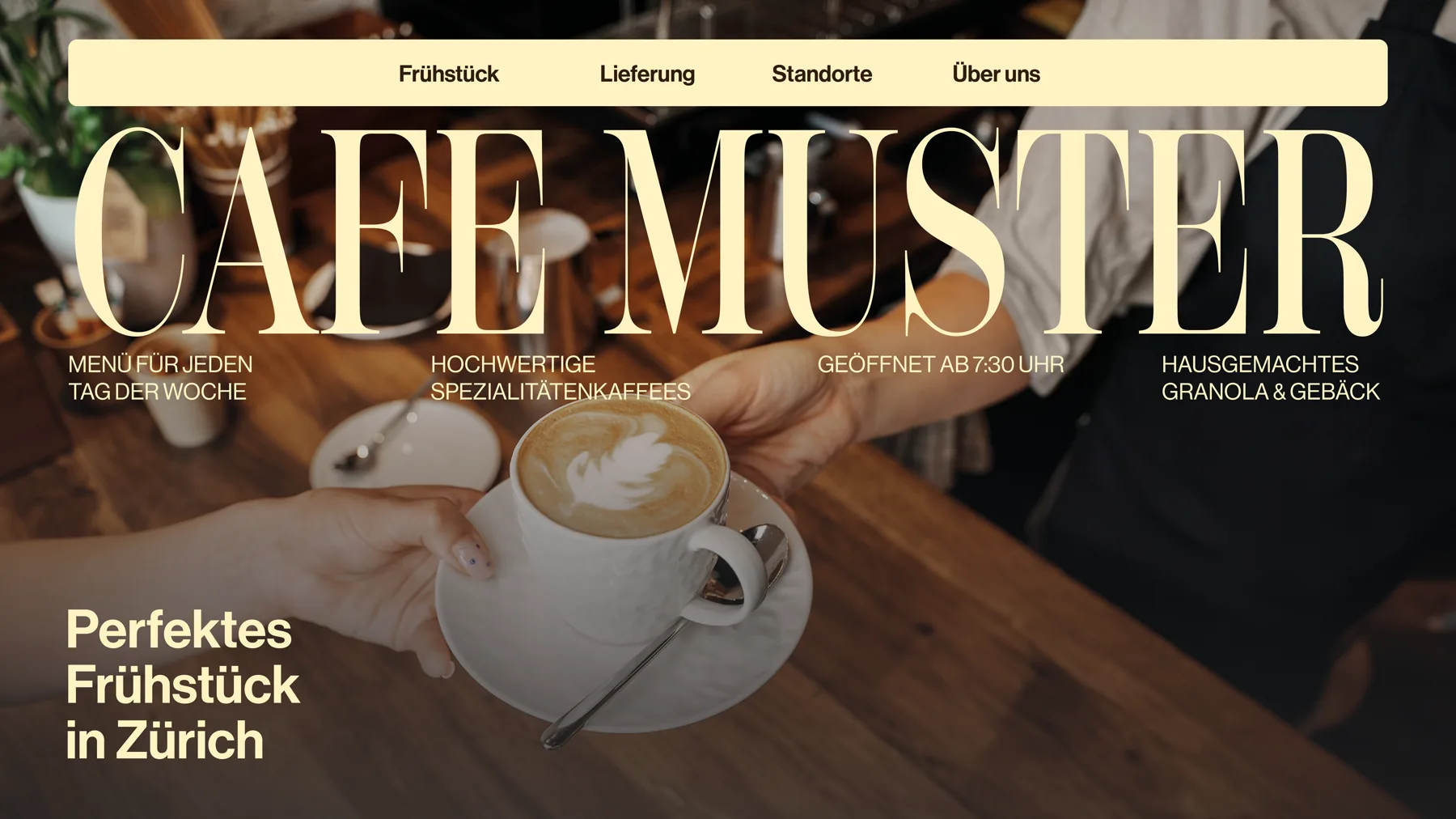 Moderne Website eines Cafés